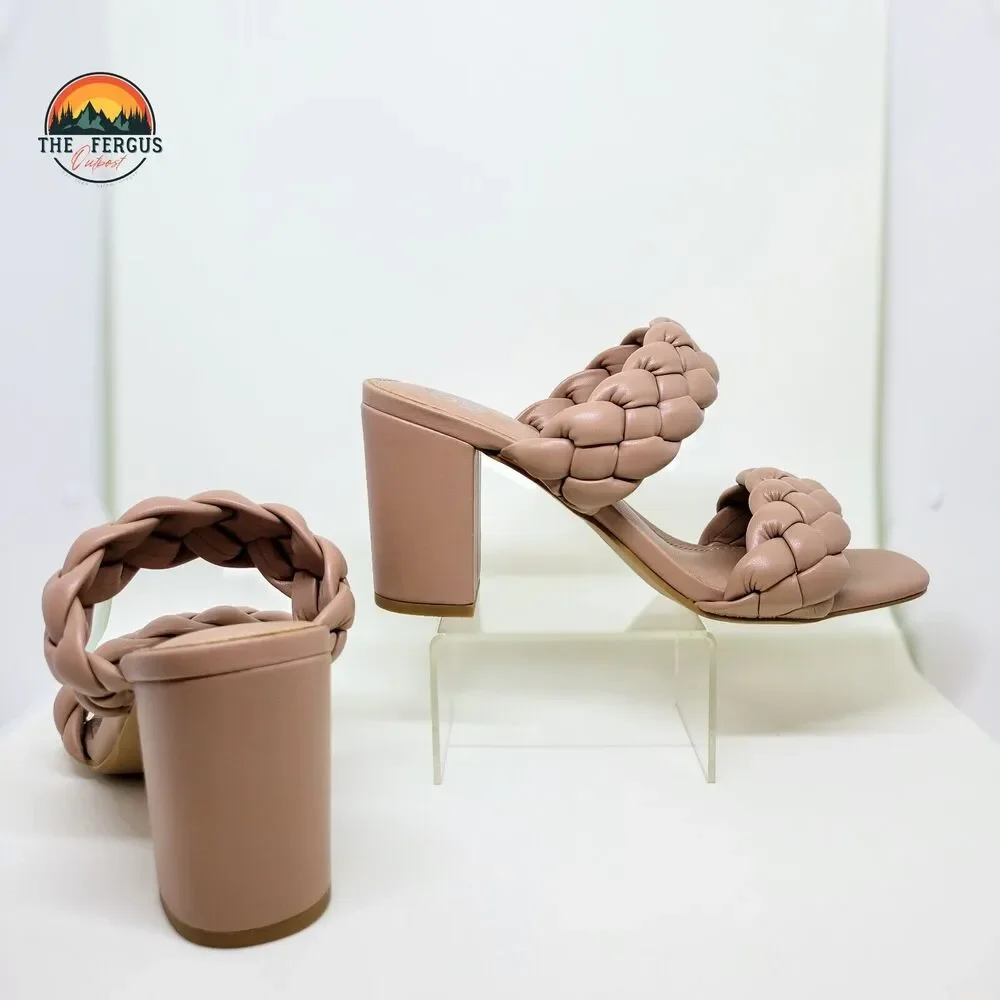 NWT Madden NYC Chic Braided Block Heel Blush Pink Sandals Bohemian Womens Size 8 - Picture 12 of 13